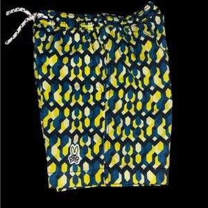 Psycho Bunny Evertte Geo Print Swim Trunks